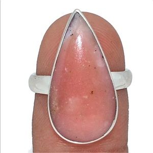 BOUTIQUE PERUVIAN PINK OPAL 925 SILVER RING,SZ 7.5